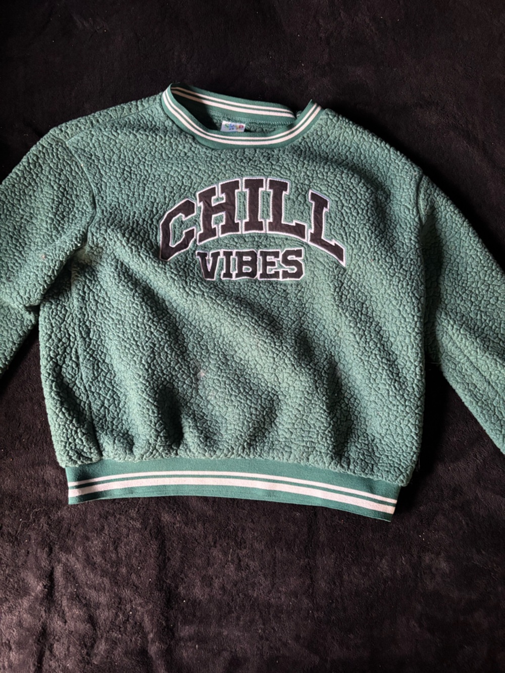 Chill Vibes Green Sherpa Pullover